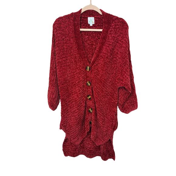 Shop The Mint Oversized Red Cardigan Sweater Folklore Cozy Lounge Boho Western S - Picture 1 of 6